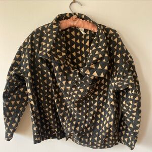 Issey Miyake Top Printed Cotton Made in Japan Small button up collar wide fit